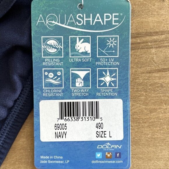 Dolfin Womens AQUASHAPE Swim Brief Swimsuit Bottom Solid Navy Blue Size Large L - Picture 3 of 4